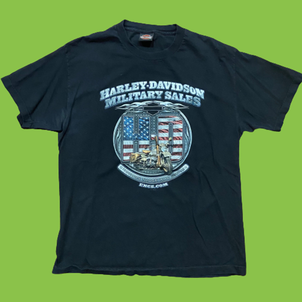 Harley-Davidson Military Sales USA Troops Black T-Shirt Men's Large